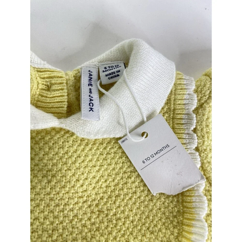 Janie and Jack Baby One Piece Knit Bodysuit Yellow Sweater Romper 6-12 Months